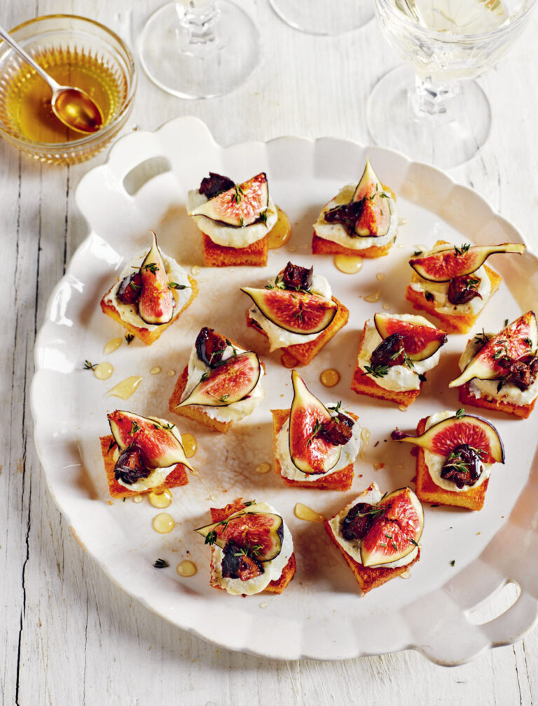 Rick Stein mini brioche toast with whipped feta, fresh figs and pickled walnuts