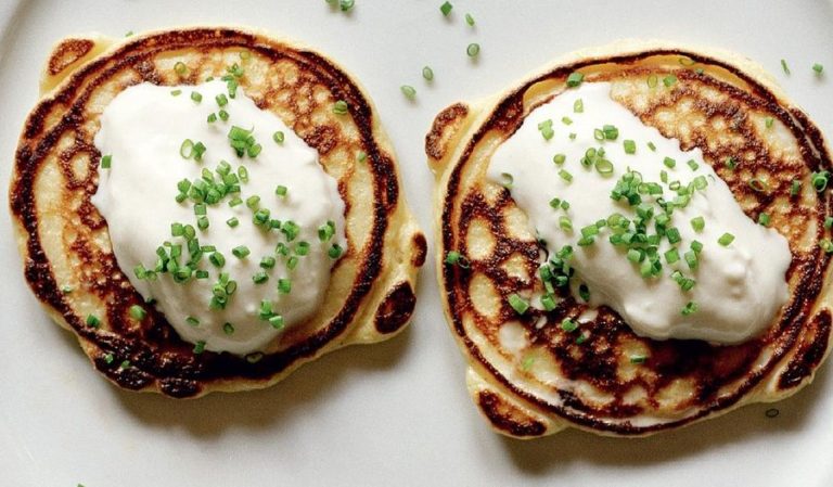 Smoked Salmon & Chive Potato Pancakes with Horseradish Cream